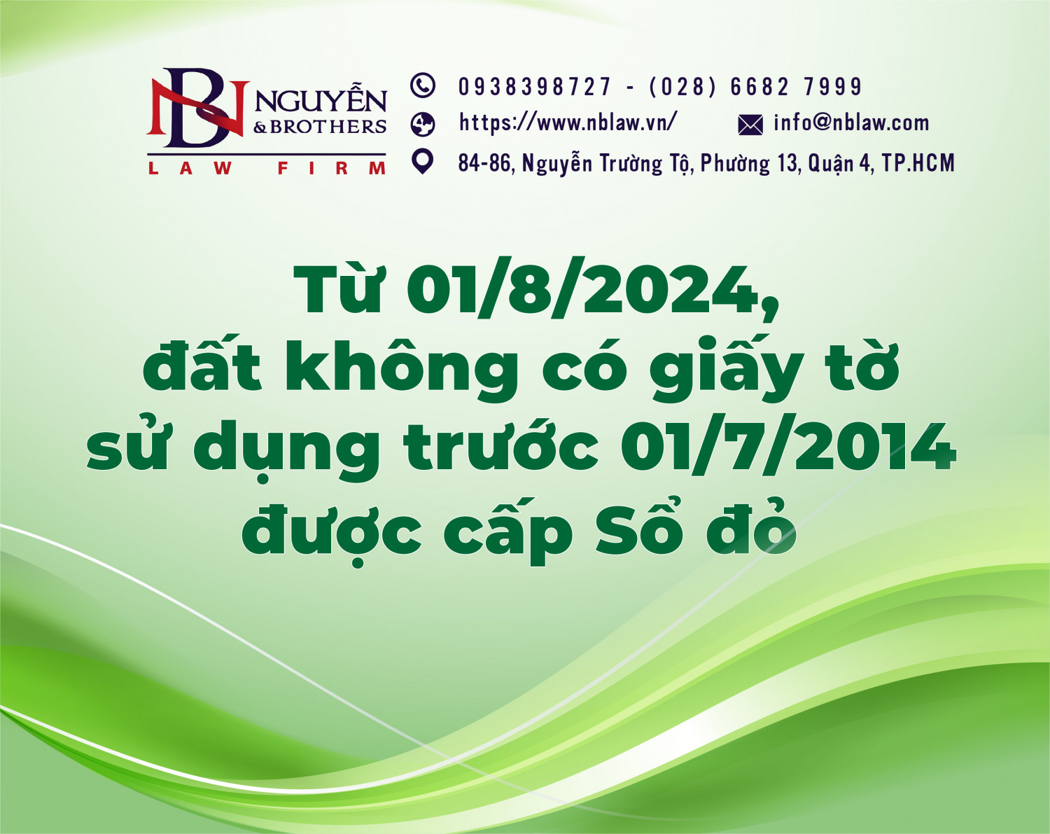 TỪ 01/8/2024, ĐẤT KHÔNG CÓ GIẤY TỜ SỬ DỤNG TRƯỚC 01/7/2014, ĐƯỢC CẤP SỔ ĐỎ