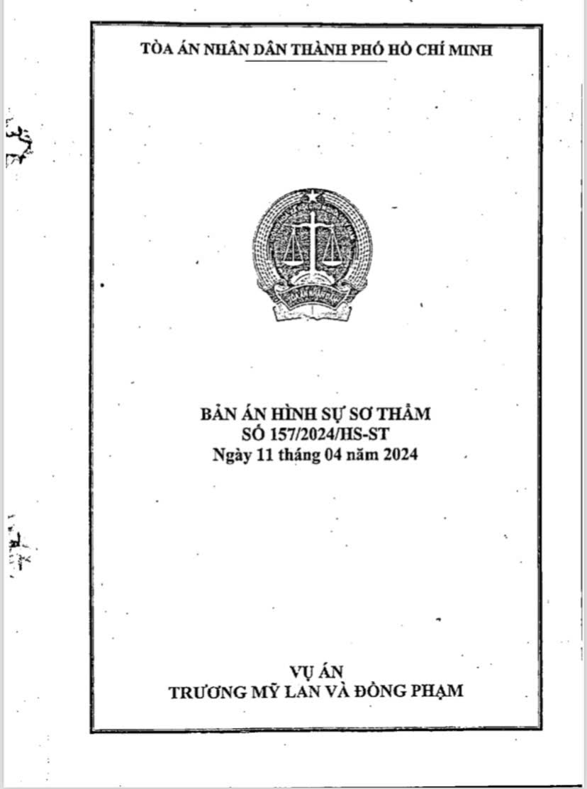 BẢN ÁN HÌNH SỰ SƠ THẨM ĐẠI ÁN VẠN THỊNH PHÁT – TRƯƠNG MỸ LAN