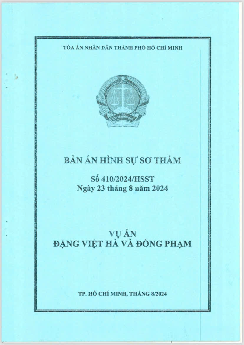 TOÀN VĂN BẢN ÁN "ĐẠI ÁN ĐĂNG KIỂM" - ĐẶNG VIỆT HÀ & ĐỒNG PHẠM